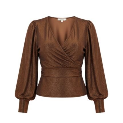 Women’s Shimmer Faux Wrap Evening Top
